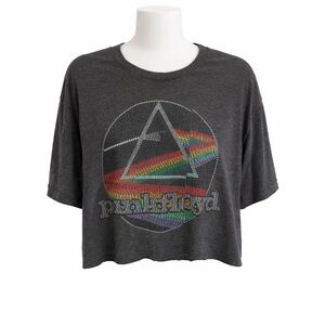 Pink Floyd Graphic Cropped Tee - Charcoal with Rainbow L/XL